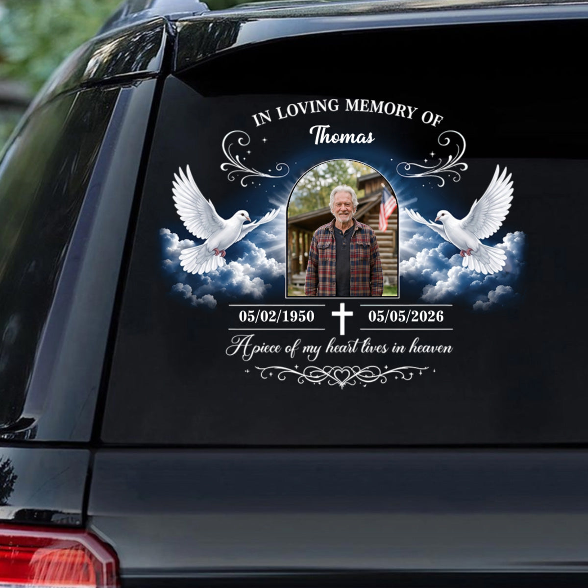 Forever In My Heart Personalized Car Decal Sticker - Custom Photo In Loving Memory Remembrance Window Decal