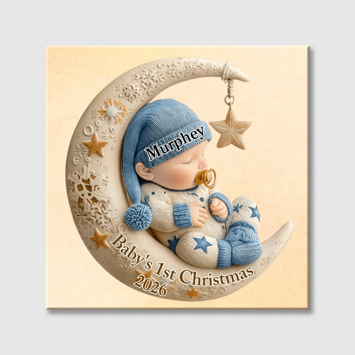 Personalized Baby's First Christmas Square Canvas - Custom Gift for Family New Parents