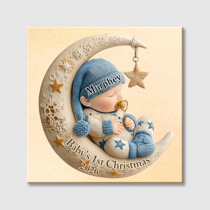 Personalized Baby's First Christmas Square Canvas - Custom Gift for Family New Parents