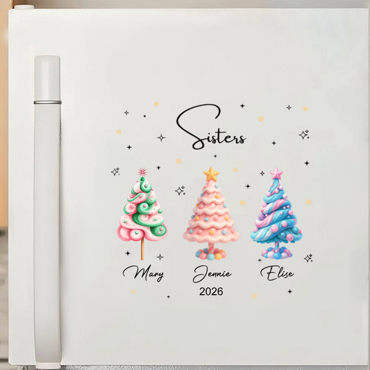 Besties With Colorful Christmas Trees - Personalized Custom sticker