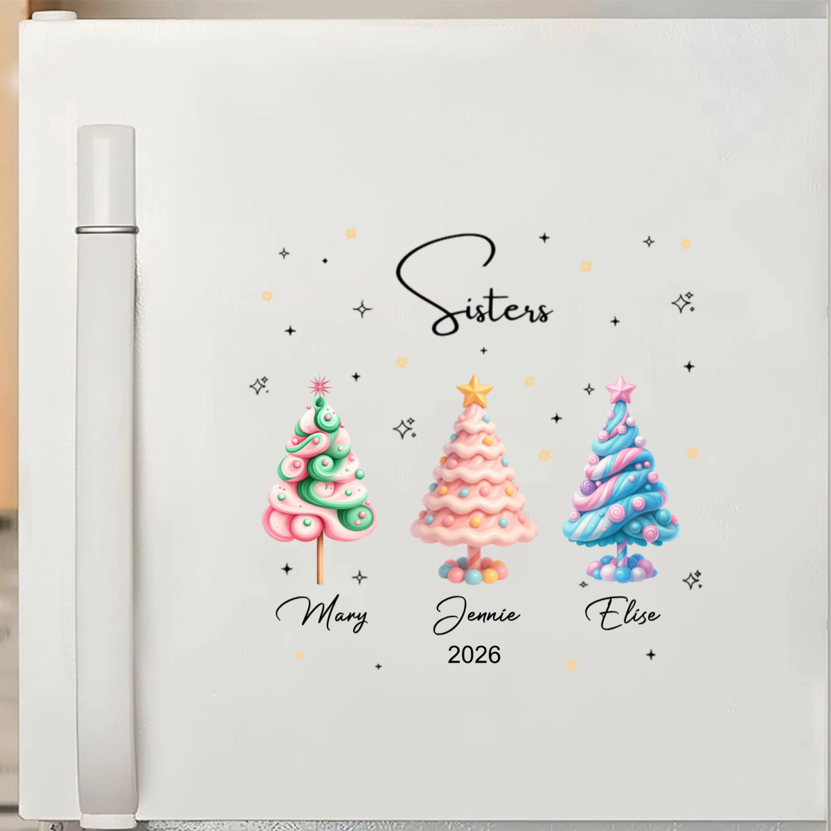 Besties With Colorful Christmas Trees - Personalized Custom sticker