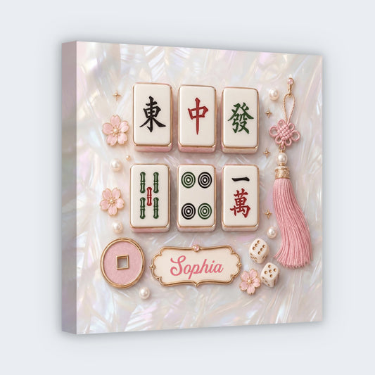 Custom Mahjong Tiles Canvas for Mom with personalized design details for meaningful gifting