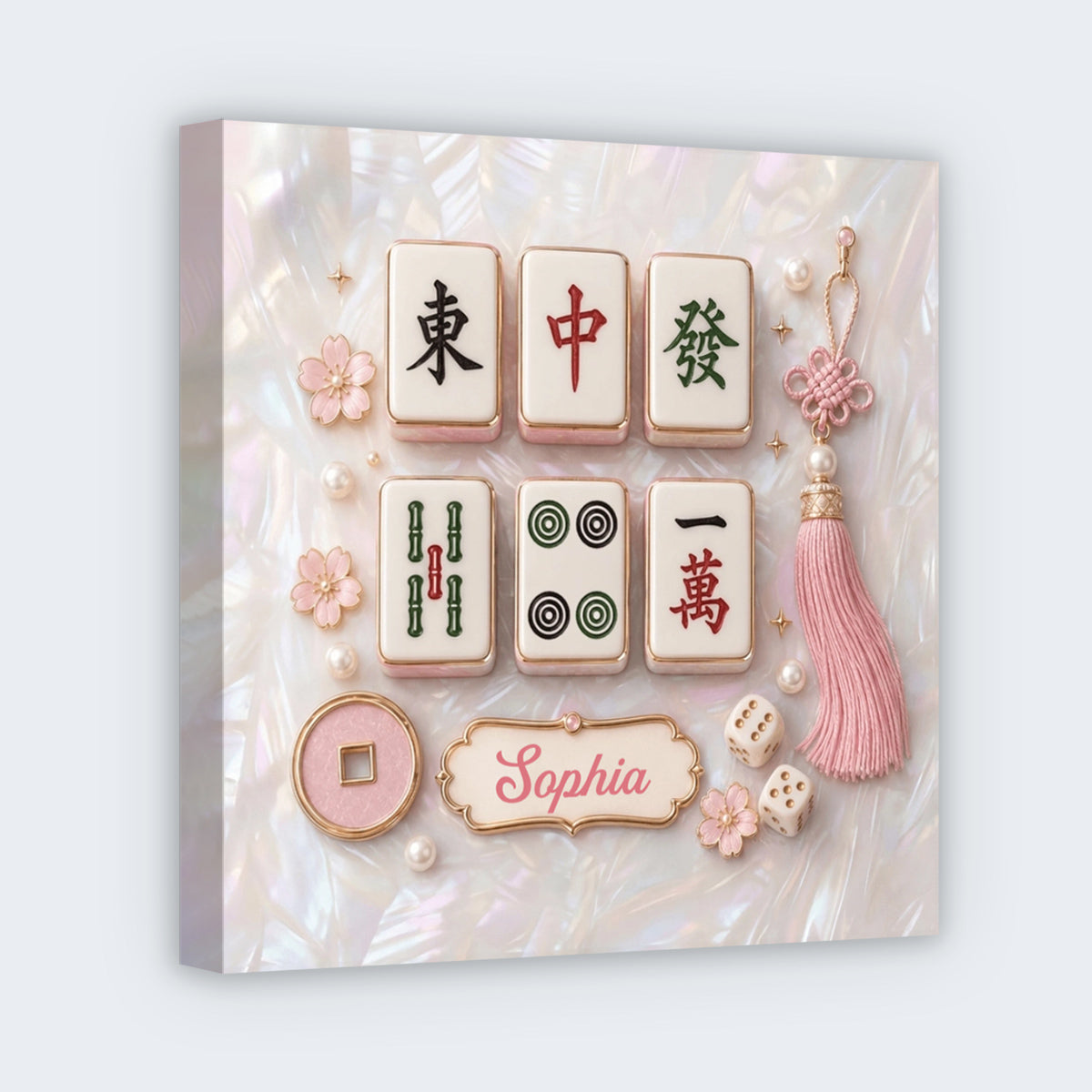 Custom Mahjong Tiles Canvas for Mom with personalized design details for meaningful gifting