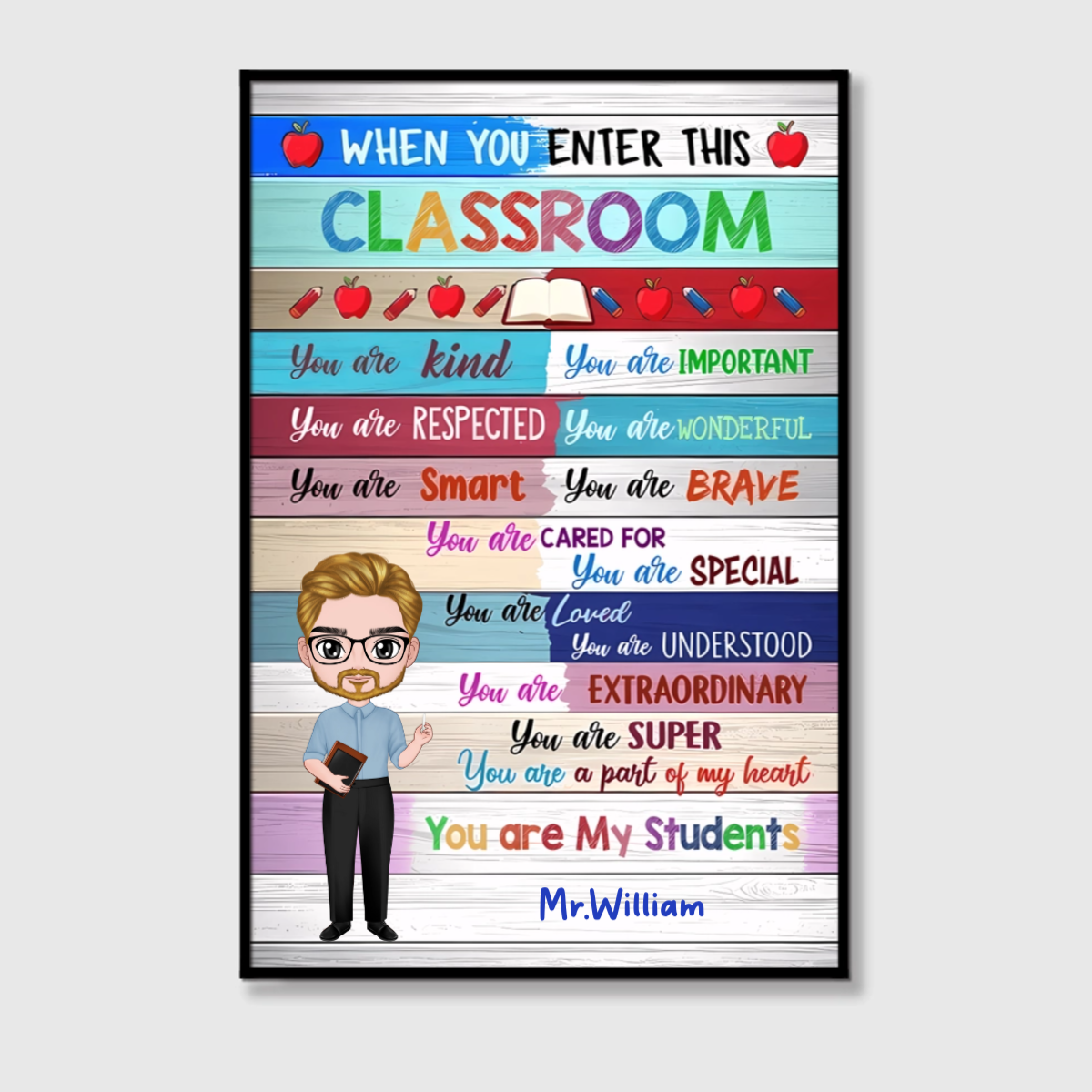 "When You Enter This Classroom" Personalized Teacher Canvas / Poster - Custom Wall Art Gift for Educator