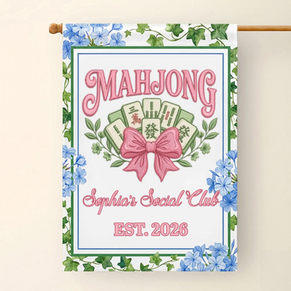 Custom Mahjong Garden Flag personalization view for Mom