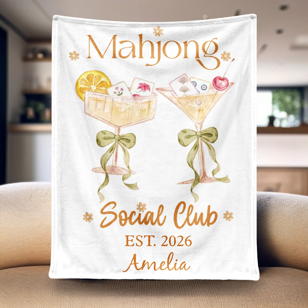 Personalized Mahjong Blanket for Wife with personalized design details for meaningful gifting