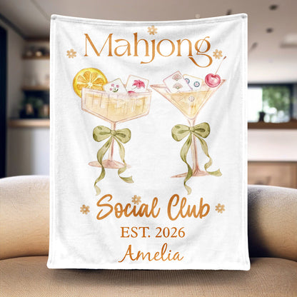 Personalized Mahjong Blanket for Wife with personalized design details for meaningful gifting