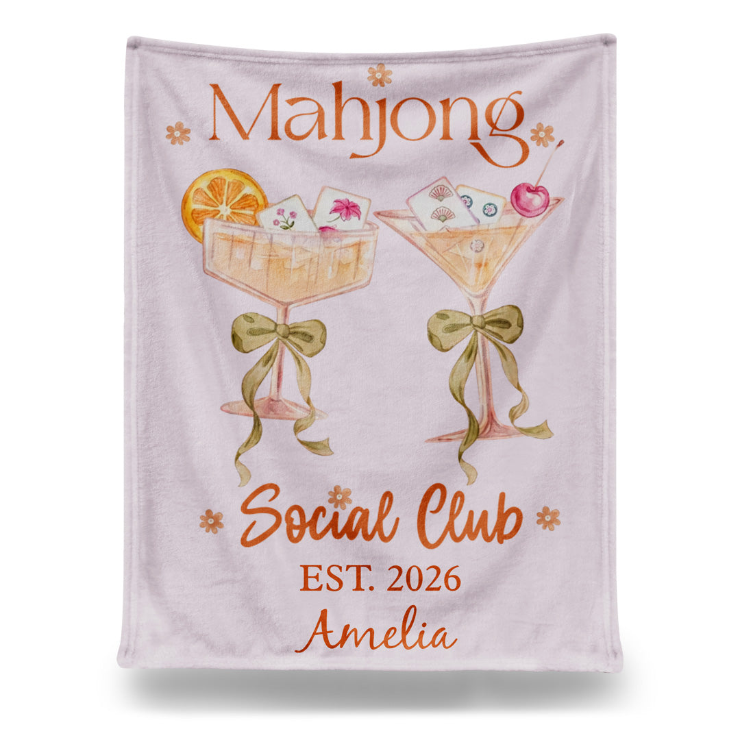 Mahjong Social Club Personalized Blanket - Custom Gift