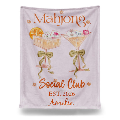Mahjong Social Club Personalized Blanket - Custom Gift
