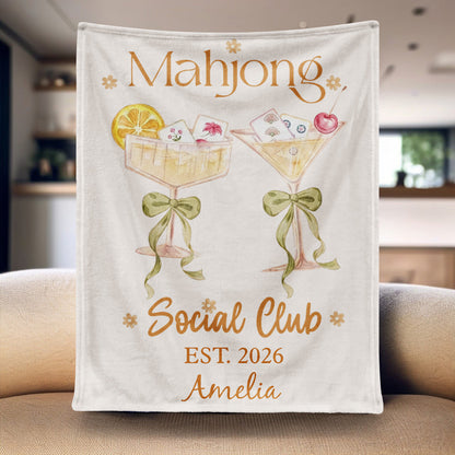 Mahjong Social Club Personalized Blanket - Custom Gift
