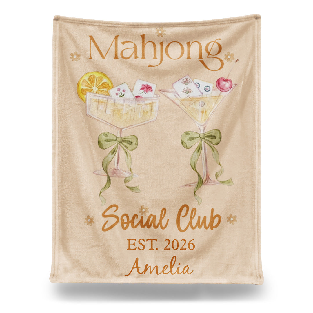 Mahjong Social Club Personalized Blanket - Custom Gift