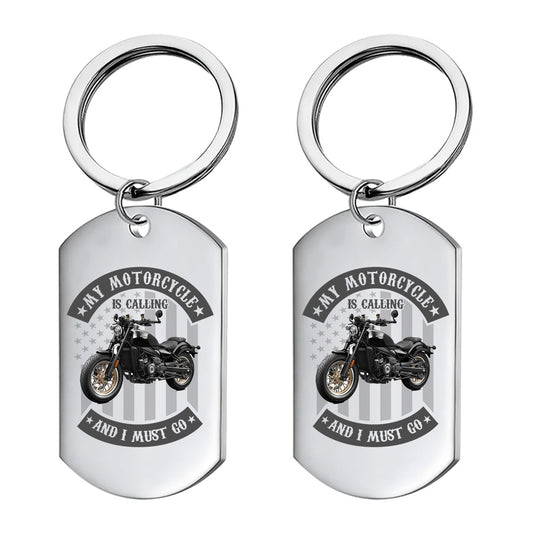 Custom Photo My Motorcycle Is Calling Personalized Metal Keychain - Custom Gift For Biker Motorcycle Lovers