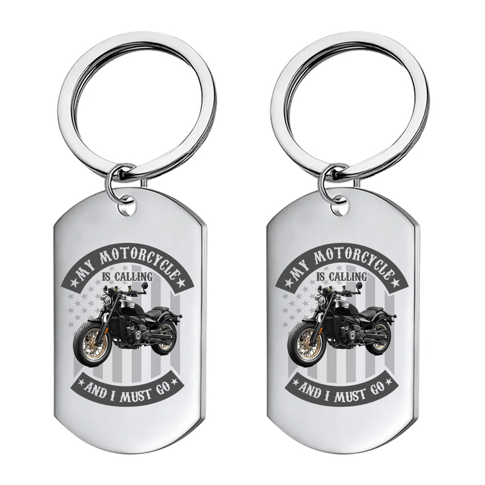Custom Photo My Motorcycle Is Calling Personalized Metal Keychain - Custom Gift For Biker Motorcycle Lovers