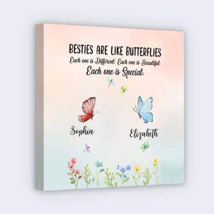 Custom Besties Like Butterflies Square Canvas - Personalized Gift for Best friends