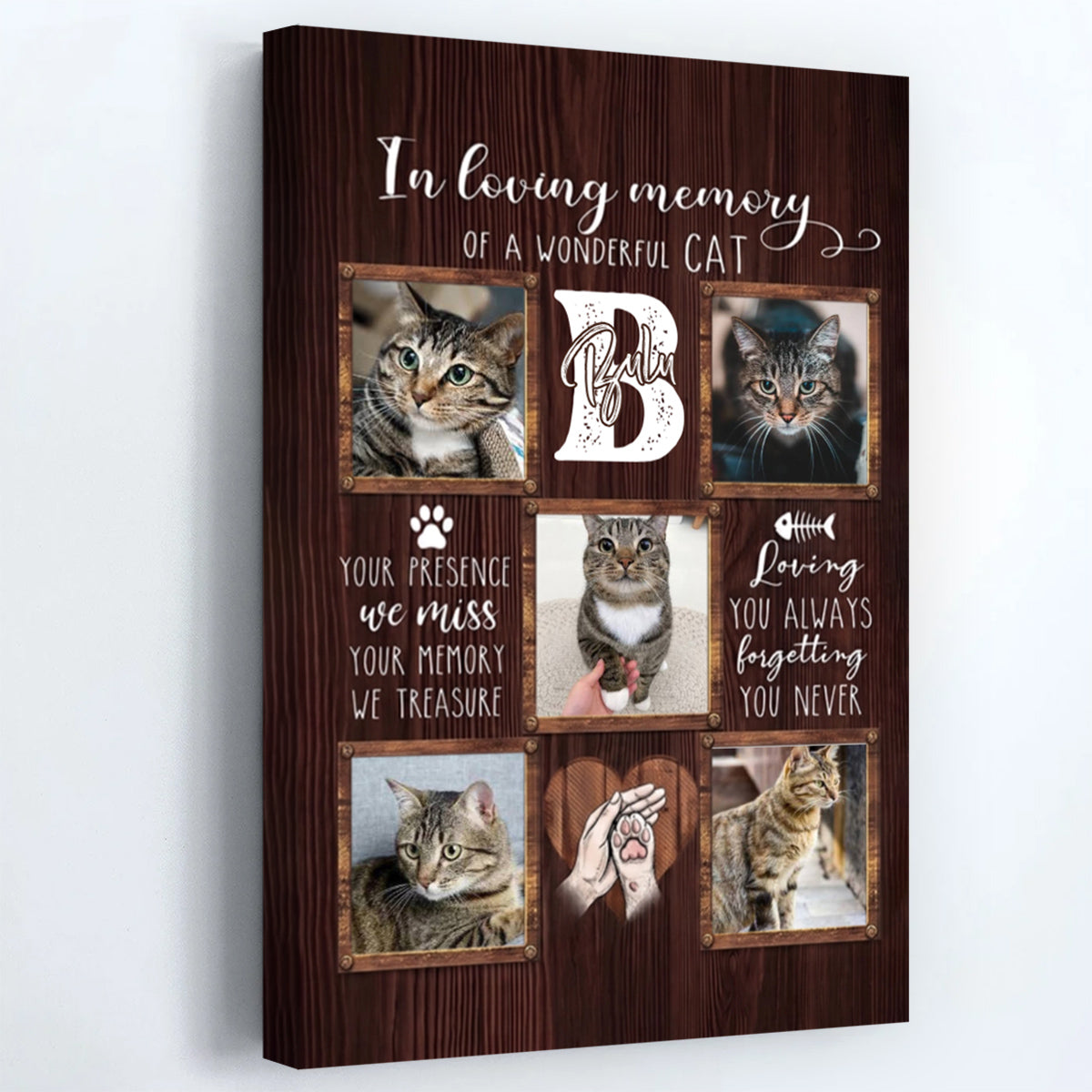 Custom Cat Photo Memorial Canvas / Poster - Personalized Pet Remembrance Gift for Loss of Cat