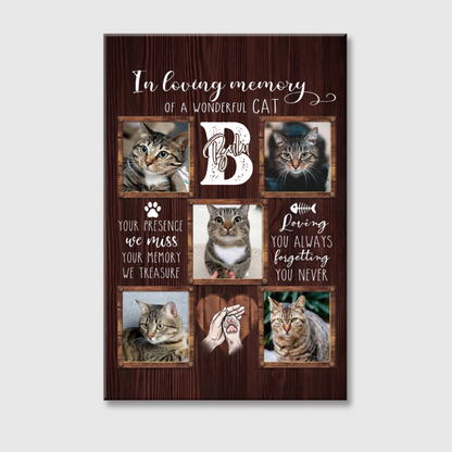 Custom Cat Photo Memorial Canvas / Poster - Personalized Pet Remembrance Gift for Loss of Cat