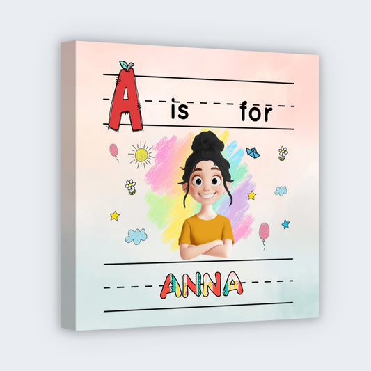 Personalized Kids Alphabet Canvas for Kids/Babies with personalized design details for meaningful gifting