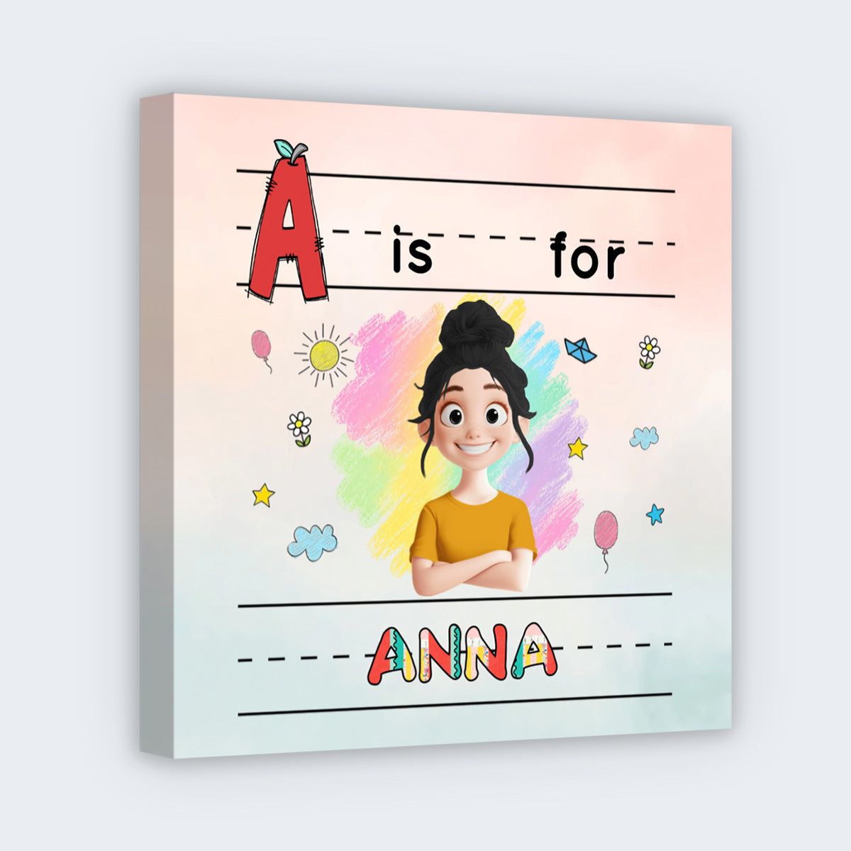 Personalized Kids Alphabet Canvas for Kids/Babies with personalized design details for meaningful gifting