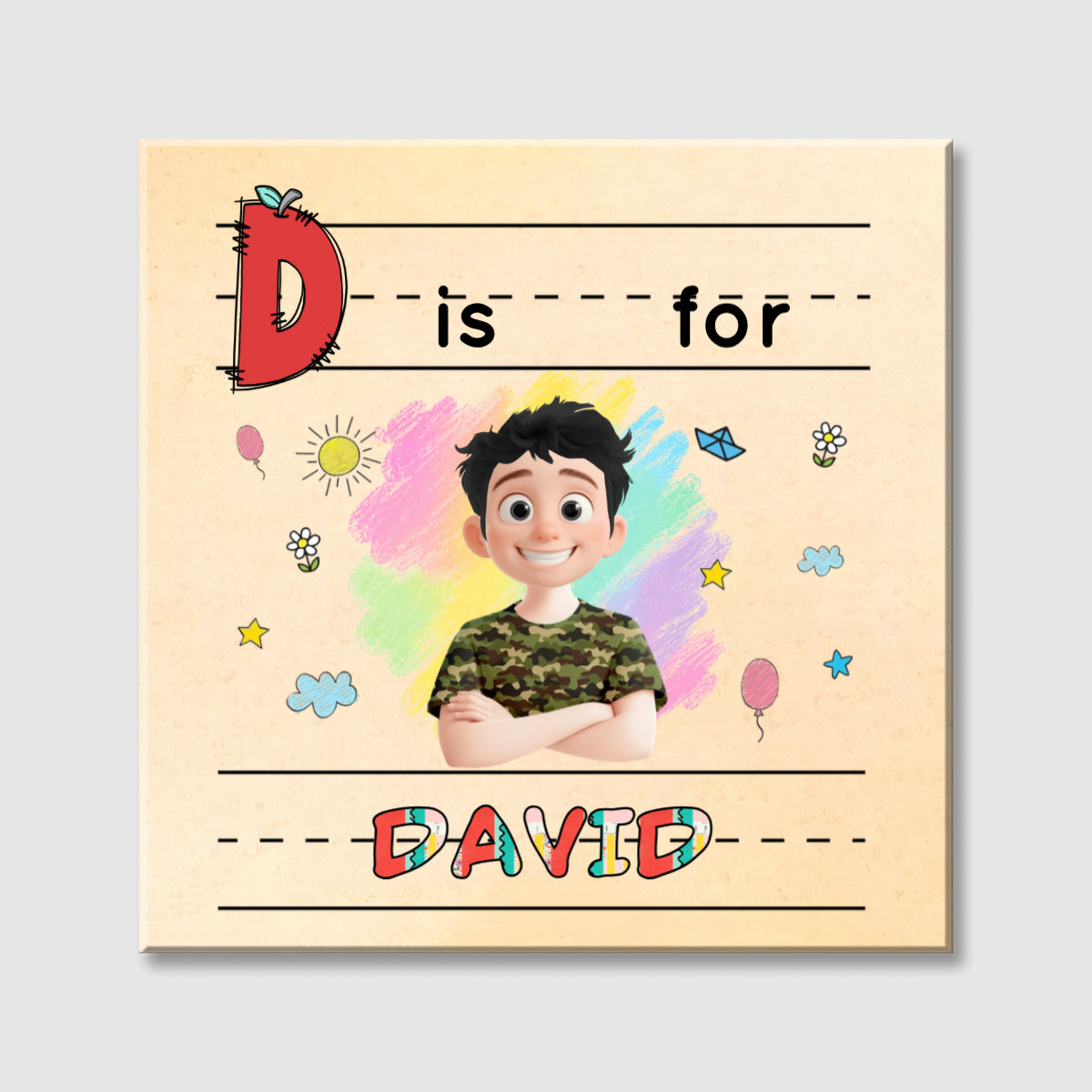 Personalized Kids Alphabet Canvas personalization view for Kids/Babies