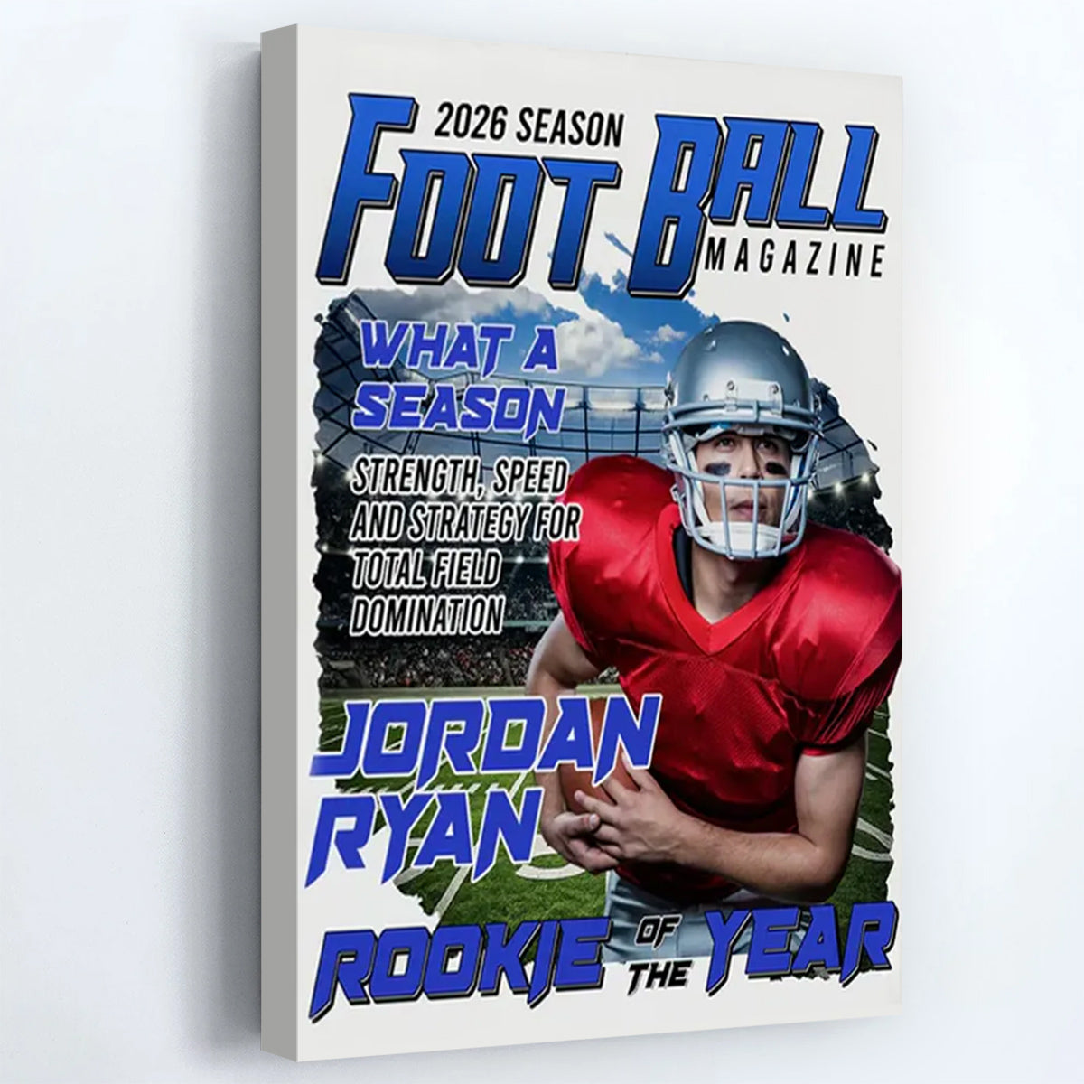 Custom Football Magazine Canvas / Poster - Personalized Sports Photo Gift for Football Players and Fans