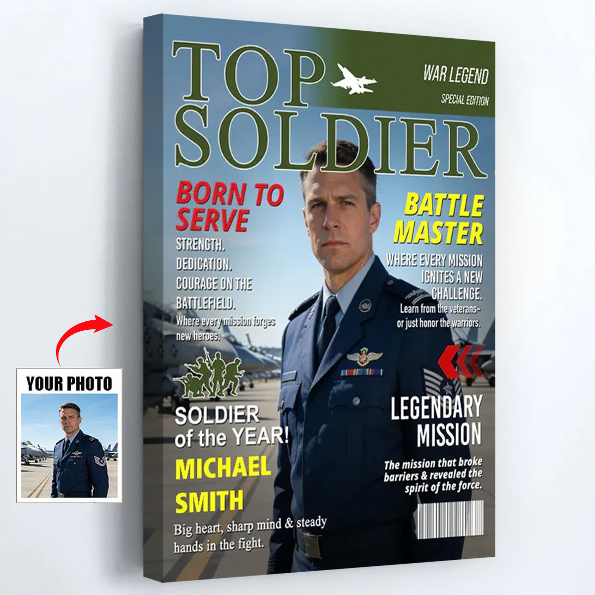 Top Soldier Magazine Cover Custom Military Retirement Gift - Personalized Army Photo Poster / Canvas