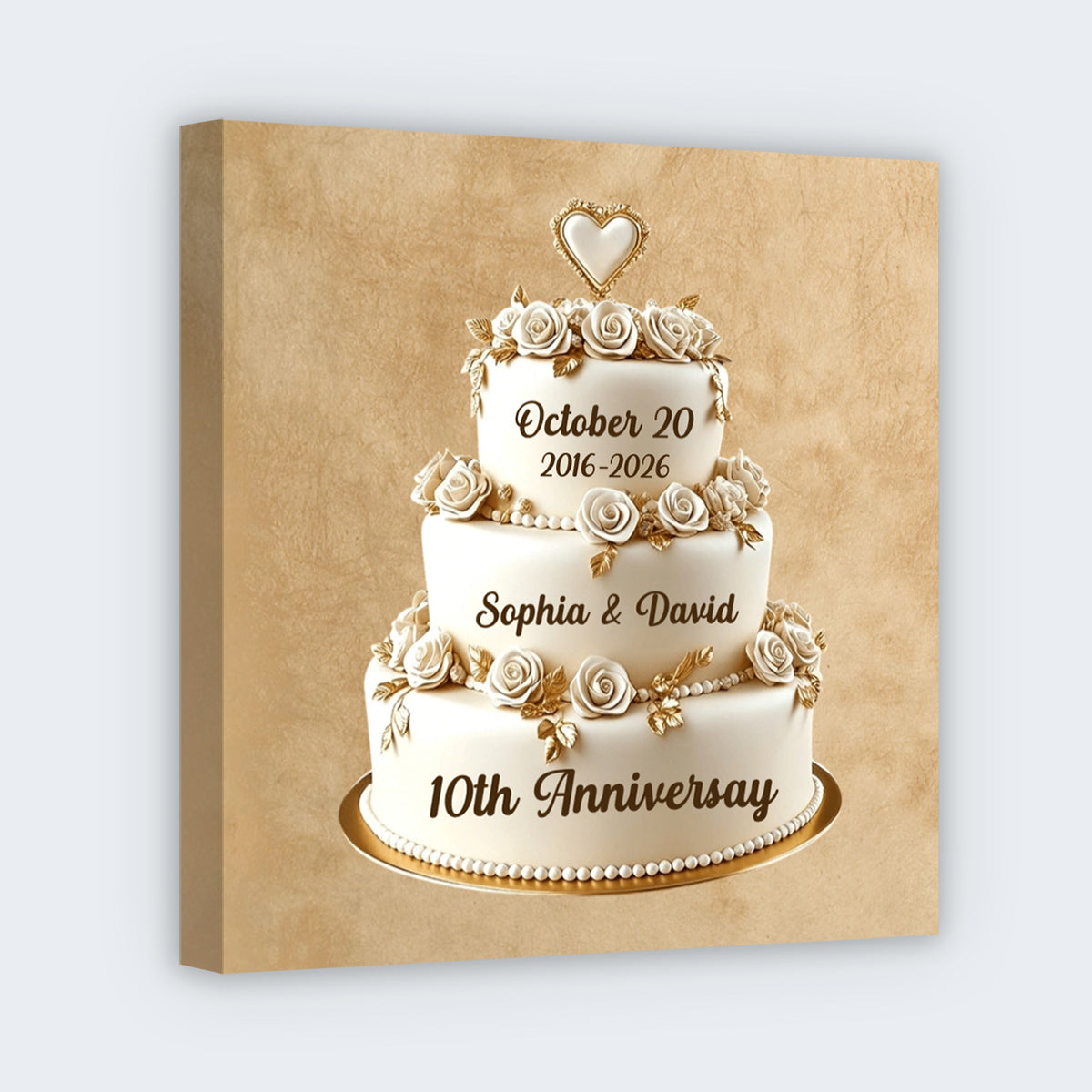 Personalized Wedding Cake Square Canvas - Custom Anniversary Gift for Husband Wife