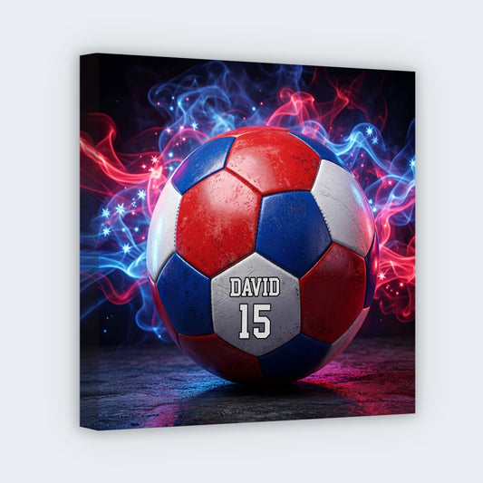 Personalized Soccer Square Canvas - Custom Name & Number Gift for Fans
