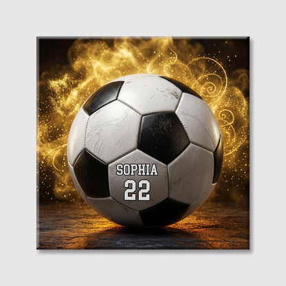 Personalized Soccer Square Canvas - Custom Name & Number Gift for Fans