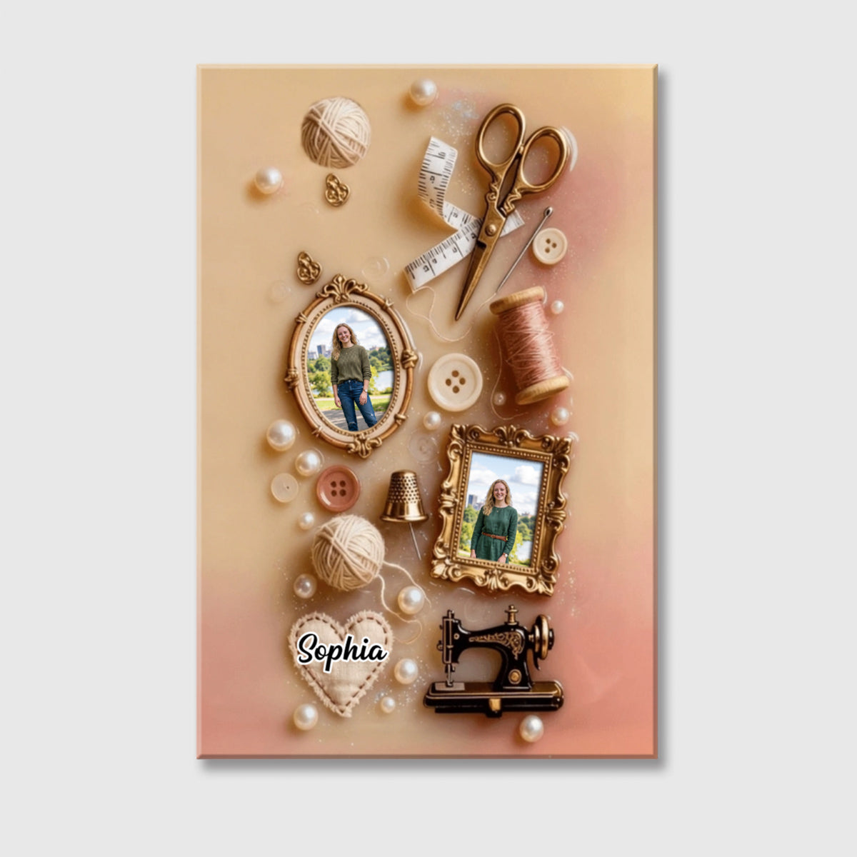 Personalized Sewing Canvas Wall Art personalization view for Mom