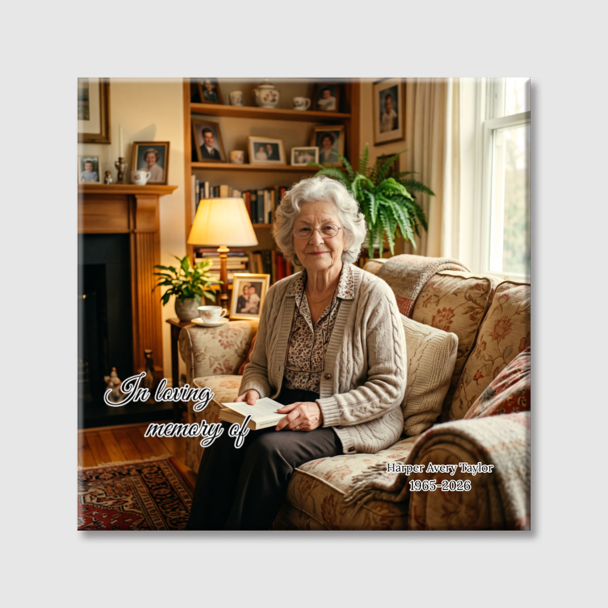 Personalized Photo Memorial Square Canvas - Custom Memorial Gift for Loss of a Family Member