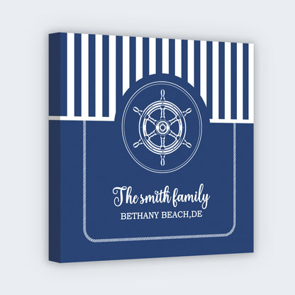 Personalized Nautical Family Square Canvas - Custom Family Name Gift