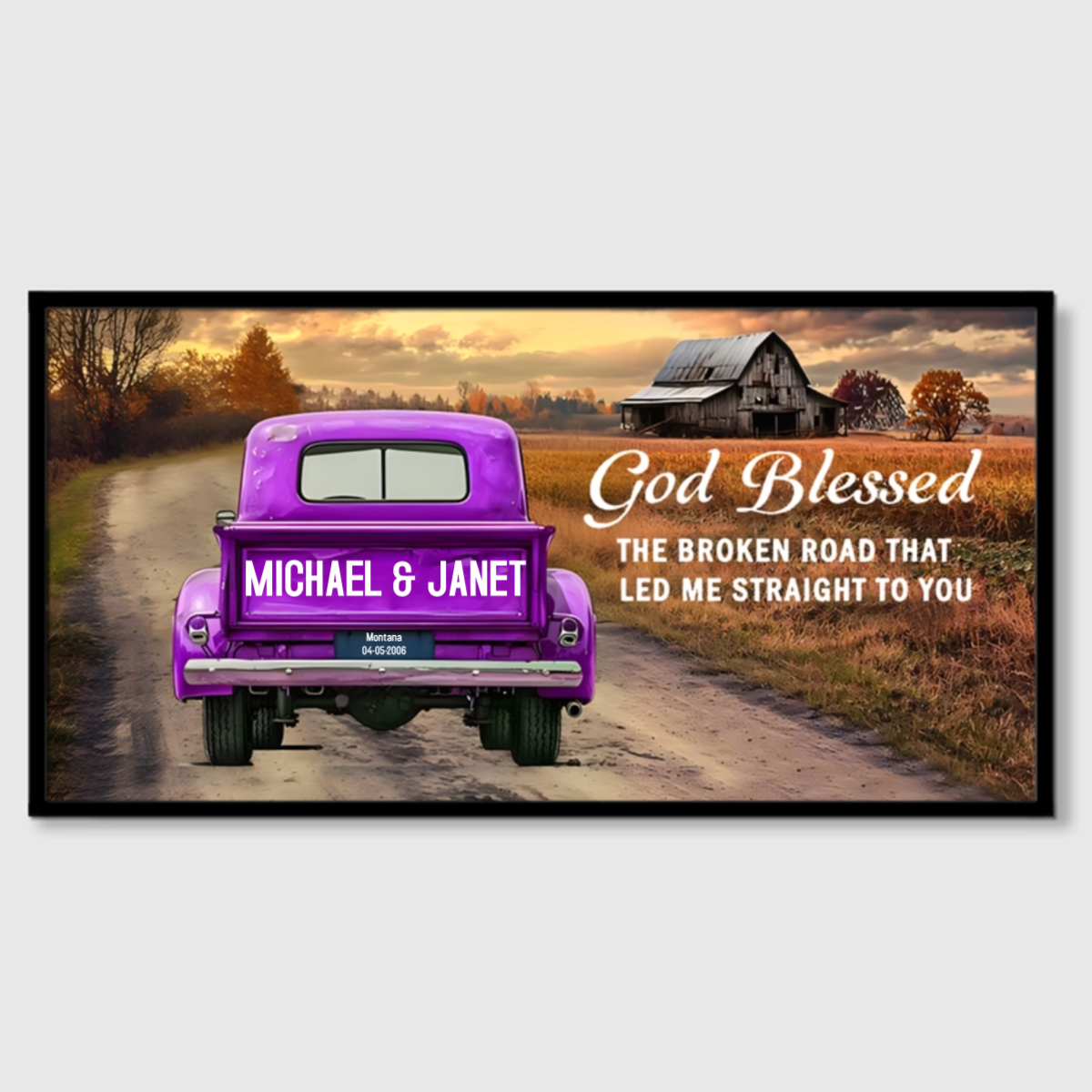God Blessed The Broken Road - Personalized Rustic Couple Canvas / Poster