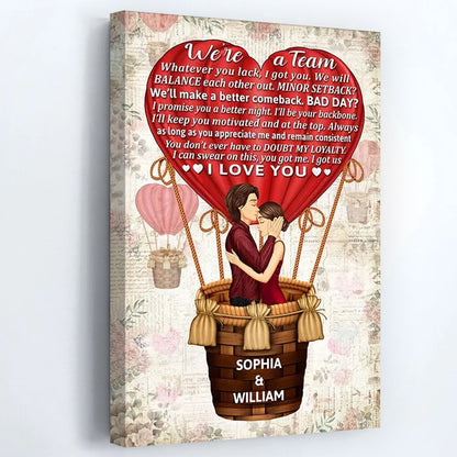 "We're A Team" Personalized Couple Canvas / Poster - Custom Anniversary & Valentine's Day Wall Art Gift