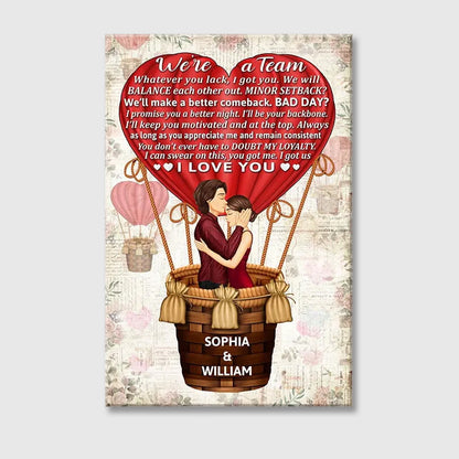 "We're A Team" Personalized Couple Canvas / Poster - Custom Anniversary & Valentine's Day Wall Art Gift