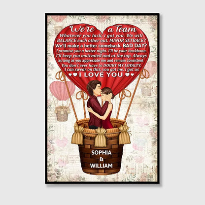 "We're A Team" Personalized Couple Canvas / Poster - Custom Anniversary & Valentine's Day Wall Art Gift