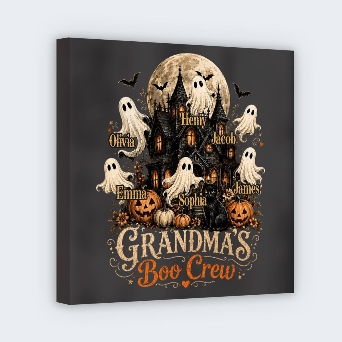 Personalized Grandma Halloween Canvas for Grandma with personalized design details for meaningful gifting