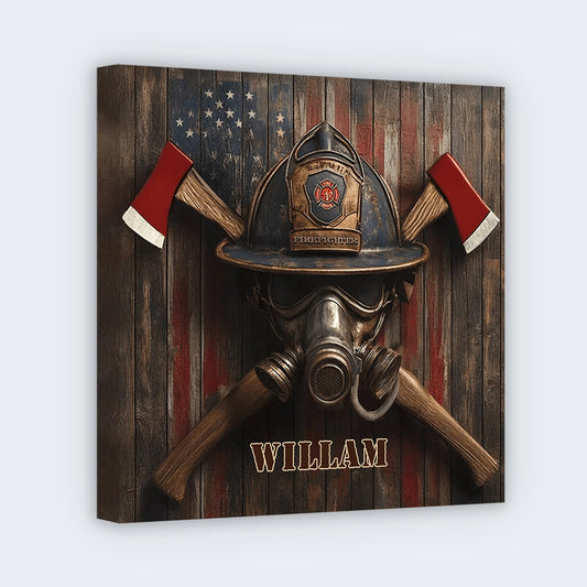 Firefighter's Honor Emblem - Personalized Square Canvas