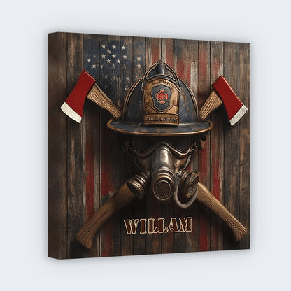 Firefighter's Honor Emblem - Personalized Square Canvas