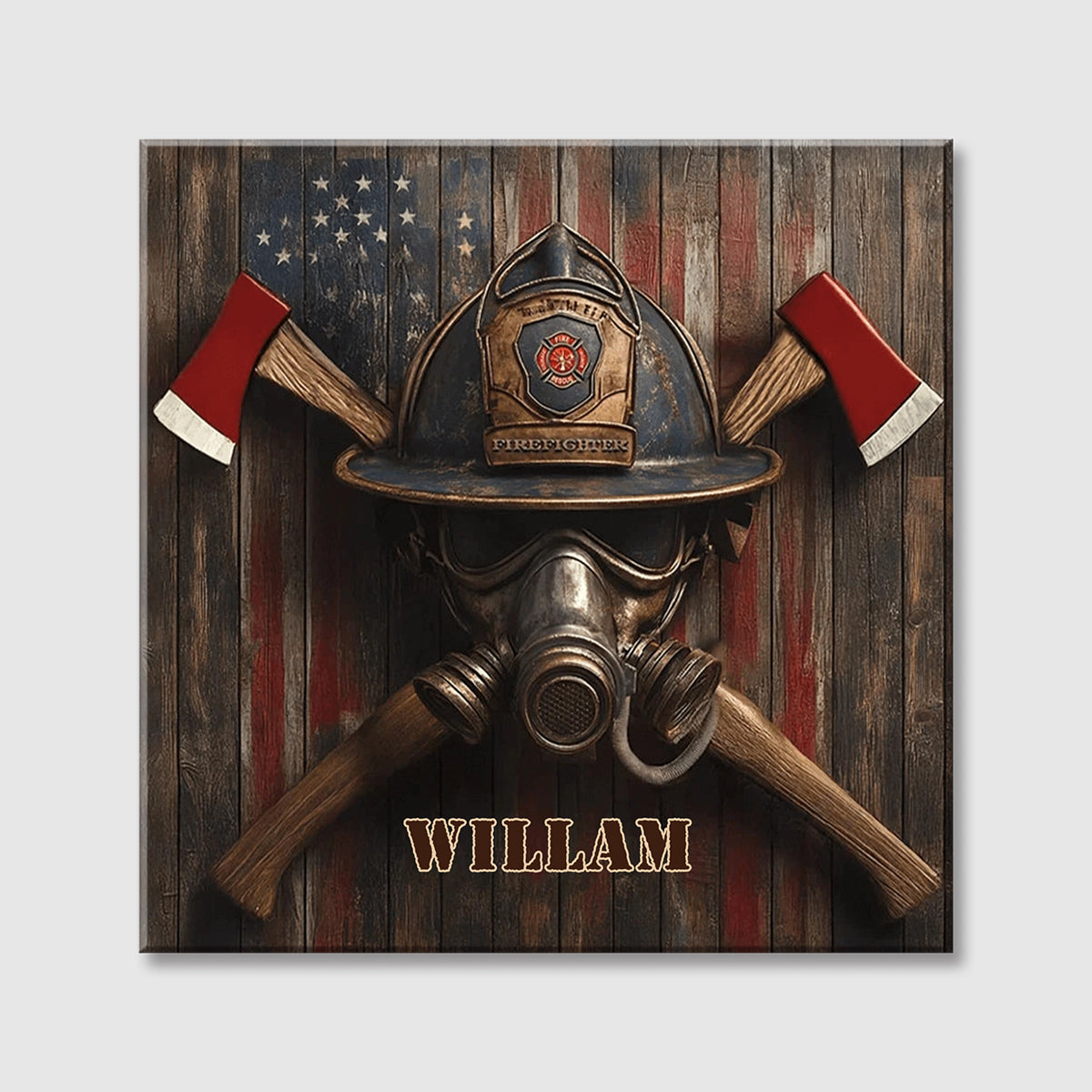 Firefighter's Honor Emblem - Personalized Square Canvas