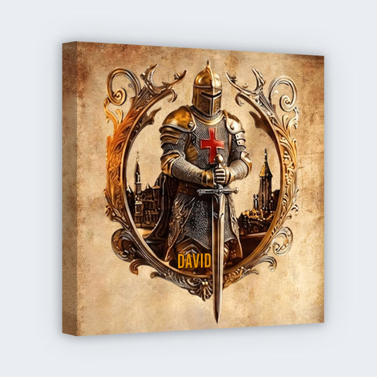 Knight Of God Personalized Square Canvas - Custom Wall Art Faith Gift