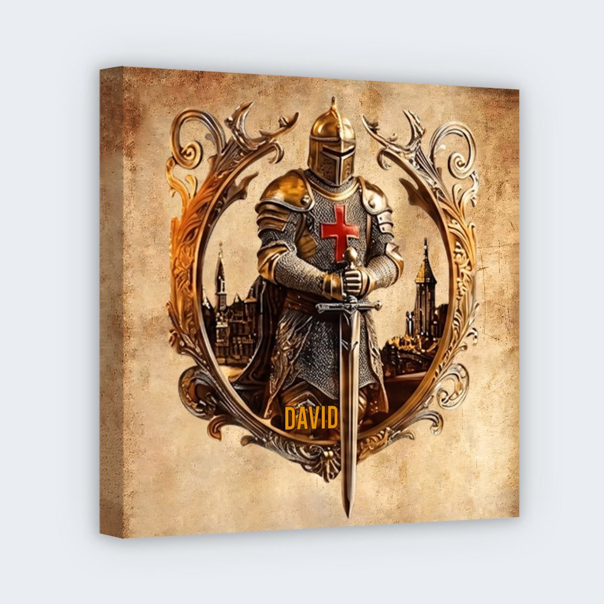 Knight Of God Personalized Square Canvas - Custom Wall Art Faith Gift