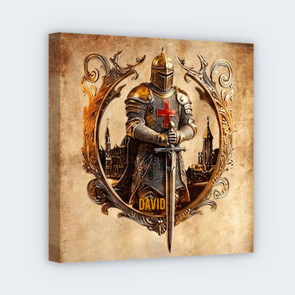 Knight Of God Personalized Square Canvas - Custom Wall Art Faith Gift