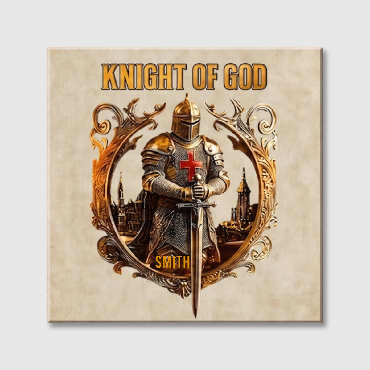 Knight Of God Personalized Square Canvas - Custom Wall Art Faith Gift