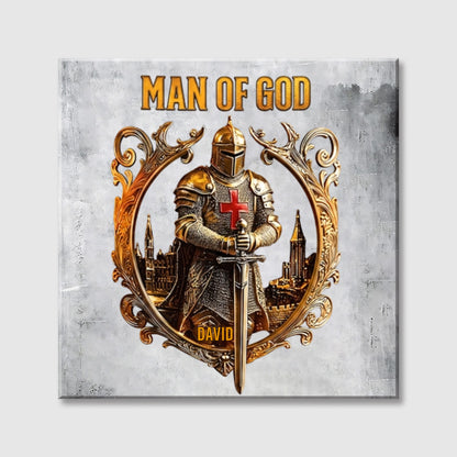 Knight Of God Personalized Square Canvas - Custom Wall Art Faith Gift