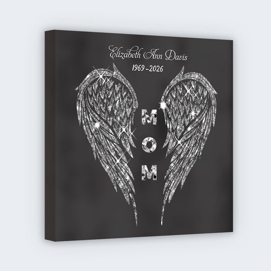 Angel Wings Memorial Personalized Square Canvas - Custom Remembrance Gift for Family Loss
