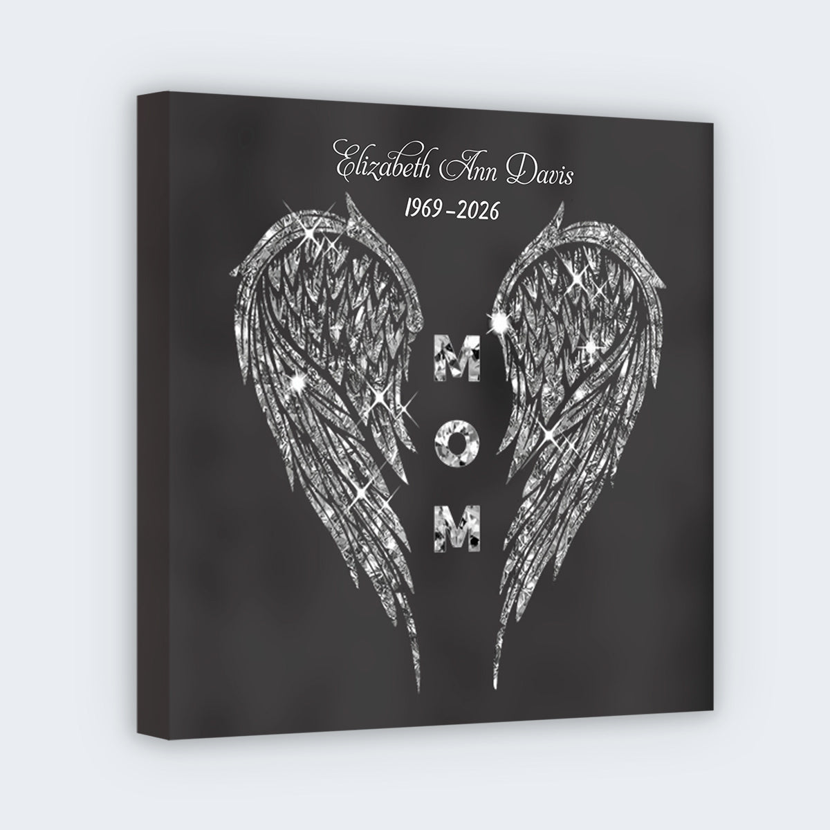 Angel Wings Memorial Personalized Square Canvas - Custom Remembrance Gift for Family Loss