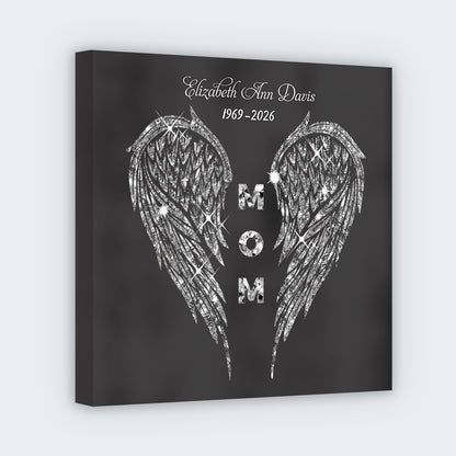 Angel Wings Memorial Personalized Square Canvas - Custom Remembrance Gift for Family Loss