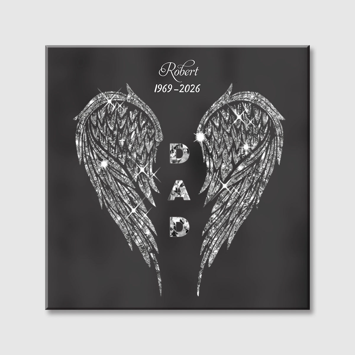 Angel Wings Memorial Personalized Square Canvas - Custom Remembrance Gift for Family Loss