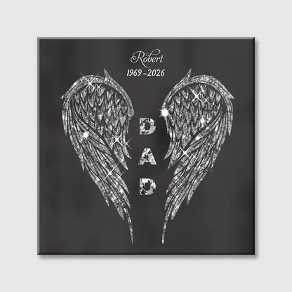 Angel Wings Memorial Personalized Square Canvas - Custom Remembrance Gift for Family Loss