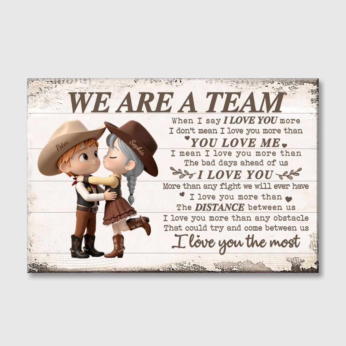 Personalized Cowboy/Cowgirl Couple Canvas / Poster - Custom Western Country Lovers Gift